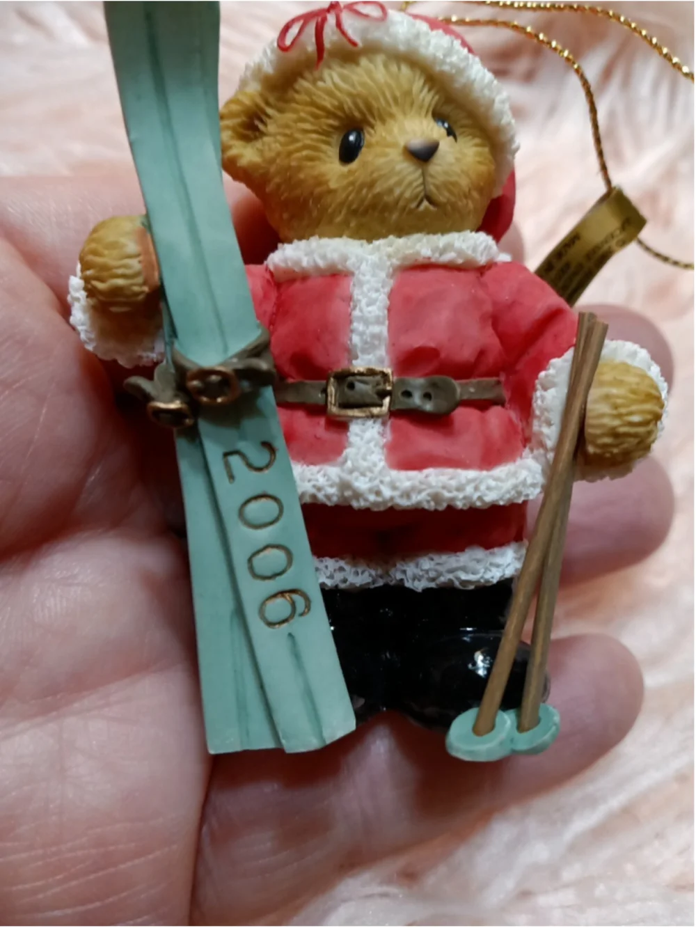 Cherished Teddies 2006 Bear w/Skis Hanging Christmas Ornament #4005155 Santa